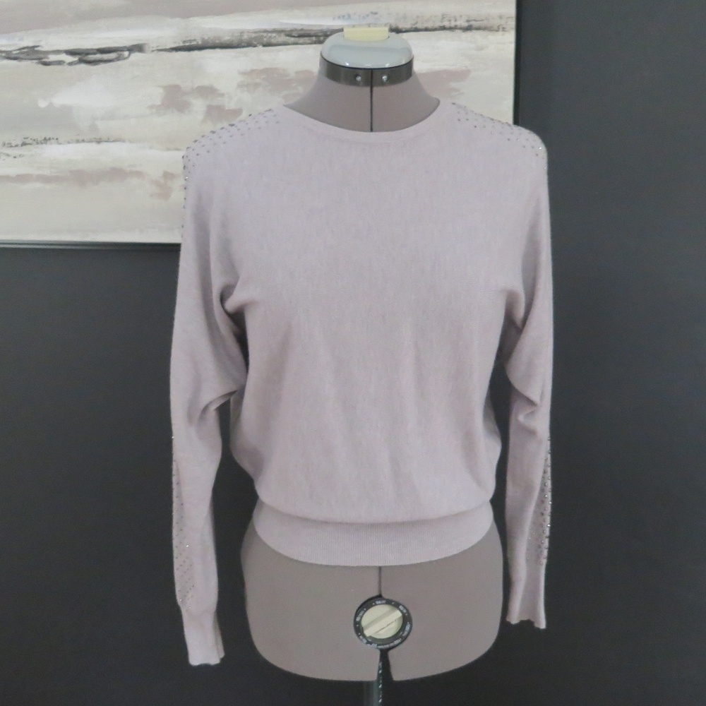 Carmen Dolman Sleeve Sweater Gray Studded Sleeves Size Small
